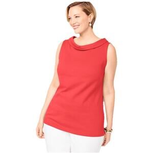 Talbots Sabrina Ponte Shell Red XL Sleeveless Stretch Knit Top Career Office XLG